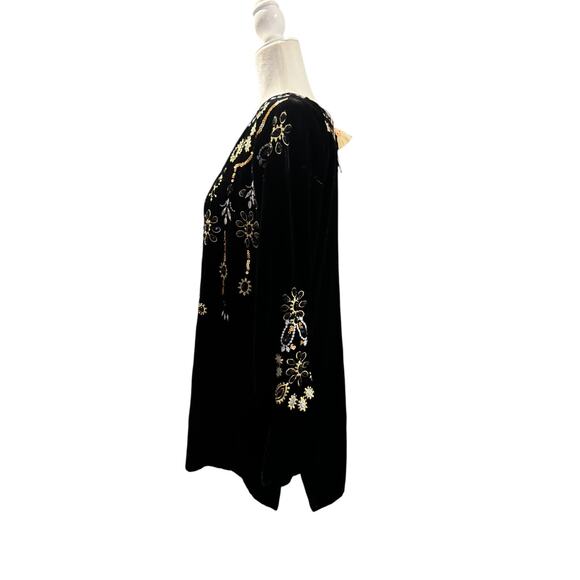 NWT JOHNNY WAS BIYA Charlize Velvet Embroidered Tunic Blouse Sz M MSRP $398 - Picture 3 of 7